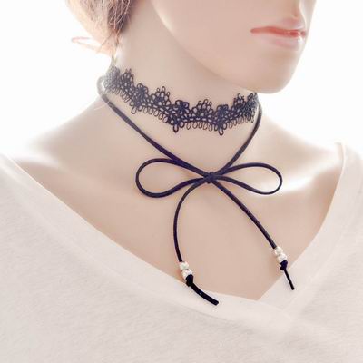 Xhc 1076 Korean New Fashion Bowknot Lace Choker With Pearl Decorated Yiwu Xhc 1076 Korean New Fashion Bowknot Lace Choker With Pearl Decorated For Girl