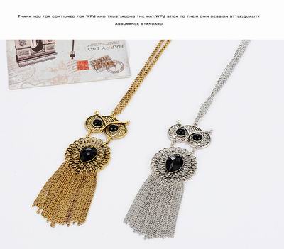 YMN-06059 C54435-2Retro Gold Color Owl Pendant Decorated Tassel Design yiwu Jewelry Factory Fashion Accessories Manufactusre Fashion Jewelry Supplier.