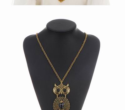 YMN-06059 C54435-2Retro Gold Color Owl Pendant Decorated Tassel Design yiwu Jewelry Factory Fashion Accessories Manufactusre Fashion Jewelry Supplier.