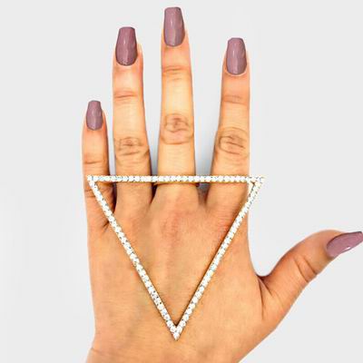 YMR-06015-Oversized Pave Rhinestone Triangular Ring Yiwu Jewelry Factory Fashion Accessories Manufacture Fashion Jewelry Supplier.