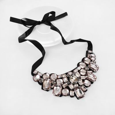 YMN-06087 korea style muti color stones ribbon  collar necklace Yiwu Jewelry Factory Fashion Accessories Manufacture Fashion Jewelry Supplier.