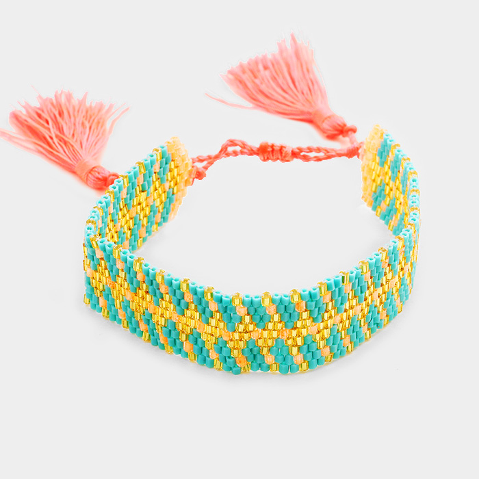 YMBR-06022-Boho Beaded Double Tassel Bracelet Yiwu Jewelry Factory Fashion Accessories Manufacture Fashion Jewelry Supplier.